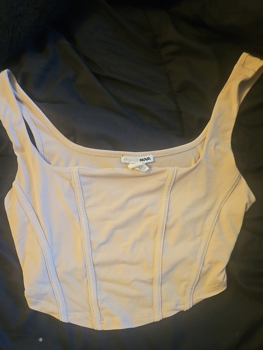 Fashion Nova Beige Corset-Style Crop Tank